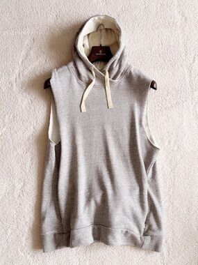 NEW✨Scotch & Soda Club Nomade Sleeveless Hooded Sweatshirt in Light Gray sz L